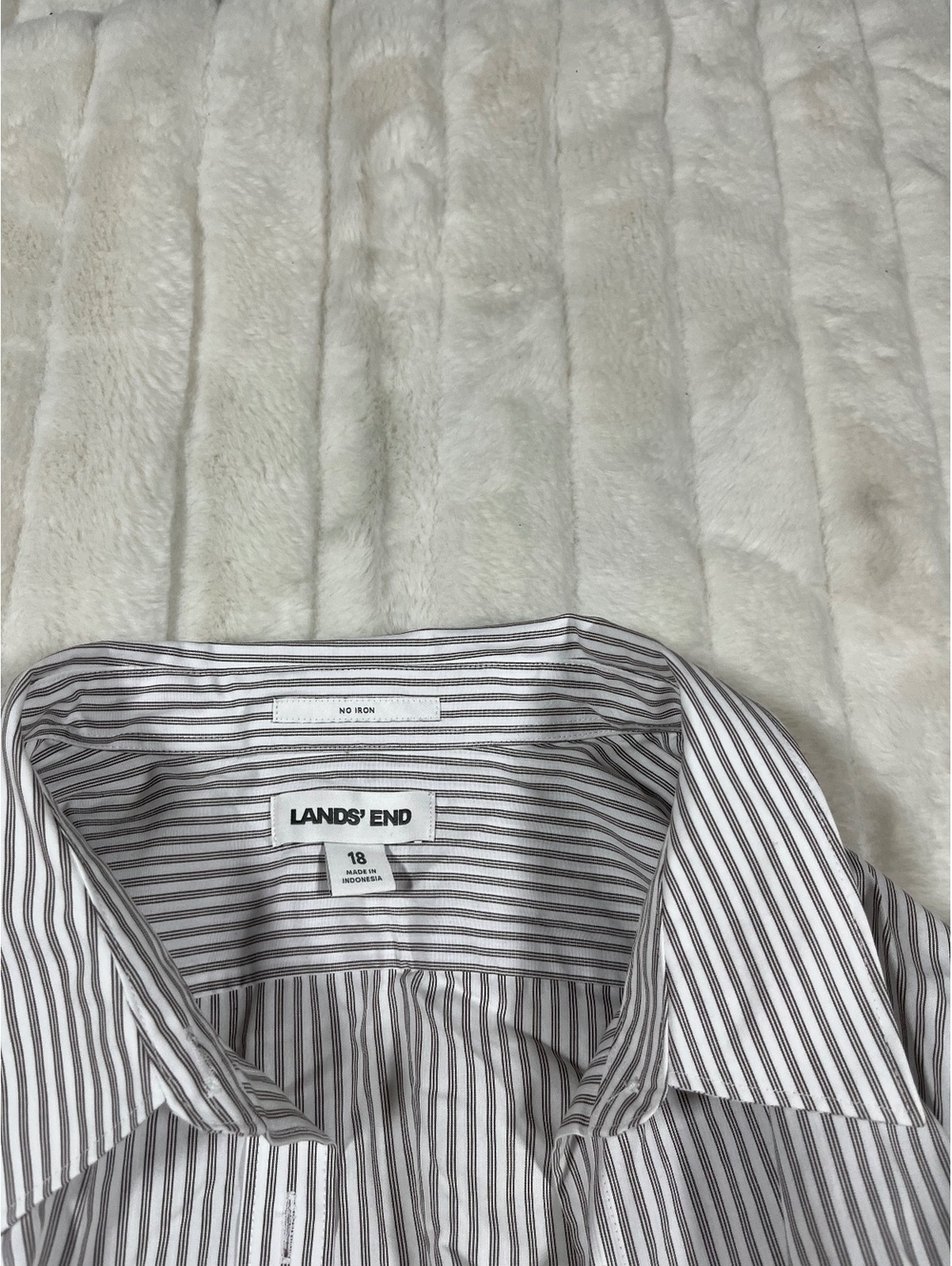 Lands' End 16 Striped Button Down No Iron Work Office Preppy Fall Spring Shirt